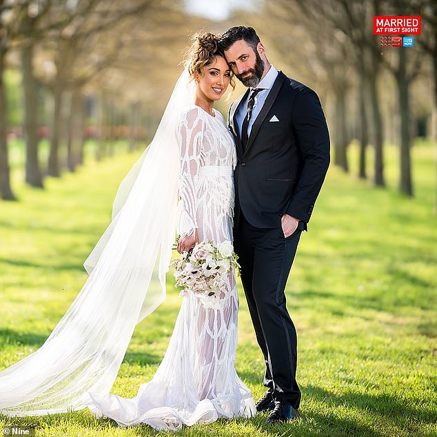Married!  Selin Mengu walked down the aisle with Anthony Cincotta on Monday's premiere of Married At First Sight Australia.  Both pictured